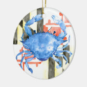 水彩画のメリーランドの旗および青カニ セラミックオーナメント (左)