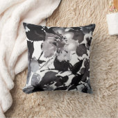 水彩画のモダンなヴィンテージの白黒の花柄 クッション (ブランケット)