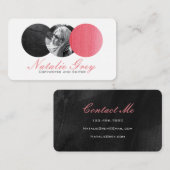 水彩画のモダンな写真の円 名刺 (正面/裏面)