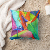 水彩画のモダンな花の芸術極楽鳥 クッション (ブランケット)