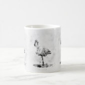 水彩画のモノクローム・フラミンゴ コーヒーマグカップ (中央)