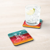 水彩画のモノグラムのイニシャルのコースターセット コースター (右側)