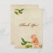 水彩画のモモのカーネーションのコーナー サンキューカード (正面/裏面)