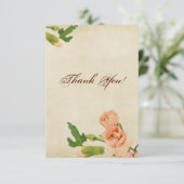 水彩画のモモのカーネーションのコーナー サンキューカード (スタンド正面)