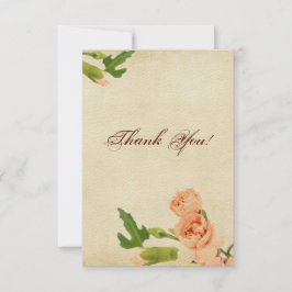 水彩画のモモのカーネーションのコーナー サンキューカード
