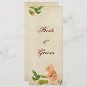 水彩画のモモのカーネーションのコーナー 招待状 (正面/裏面)