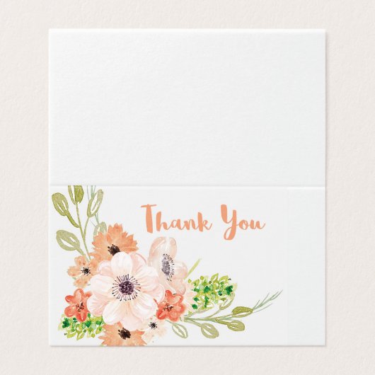 水彩画のモモのシャクヤクのサンキューカード (外部フラット)