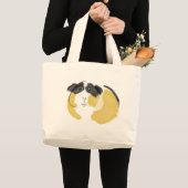 水彩画のモルモット ラージトートバッグ (正面(商品))
