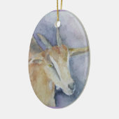 水彩画のヤギのオーナメント セラミックオーナメント (左)