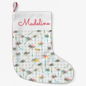 水彩画のヤシの木は|あなたの名前を加えます スモールクリスマスストッキング (正面)