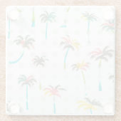 水彩画のヤシの木2 ガラスコースター (裏面)