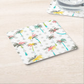 水彩画のヤシの木2 スクエアペーパーコースター (アングル)