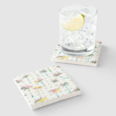 水彩画のヤシの木2 ストーンコースター (横)