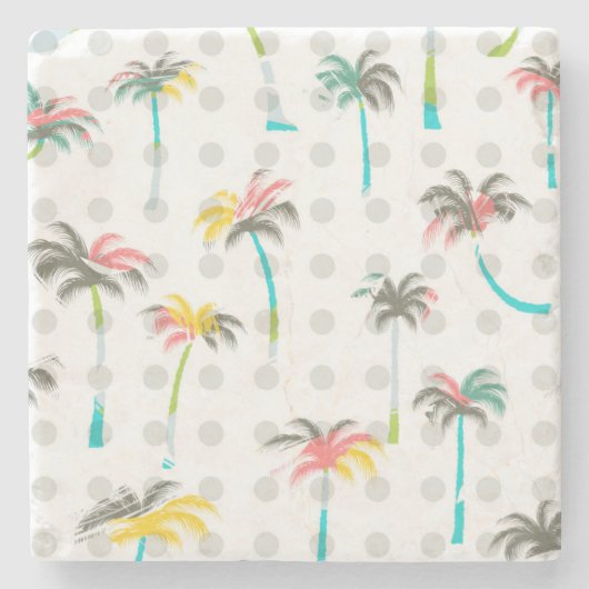 水彩画のヤシの木2 ストーンコースター (正面)