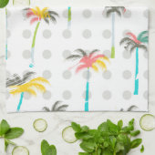 水彩画のヤシの木 キッチンタオル (折り畳み)