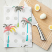 水彩画のヤシの木 キッチンタオル (四つ折り)