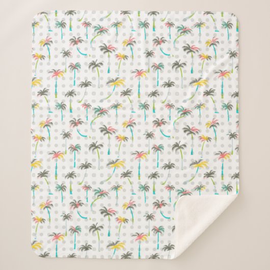水彩画のヤシの木 シェルパブランケット (正面)