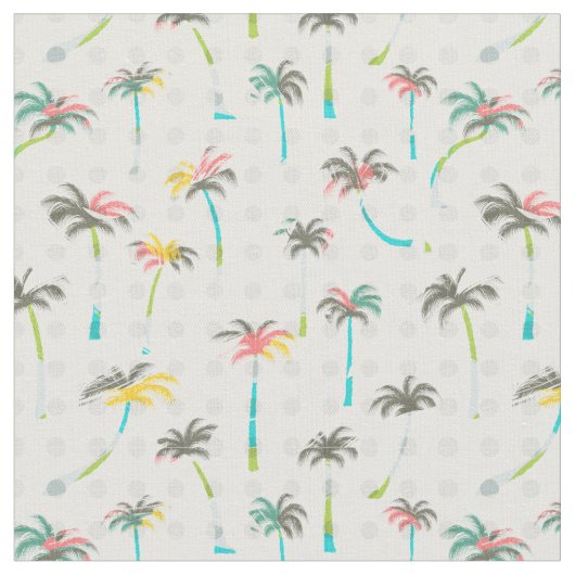 水彩画のヤシの木 ファブリック (クローズアップ)