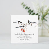 水彩画のヤマガラファミリー 名言 動物 自然 カード (スタンド正面)