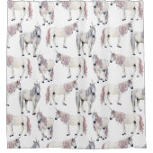 水彩画のユニコーンのおとぎ話パターン シャワーカーテン (正面)