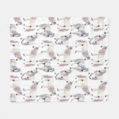 水彩画のユニコーンのおとぎ話パターン フリースブランケット (正面(横))