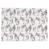 水彩画のユニコーンのおとぎ話パターン ラージペーパーバッグ (裏面)