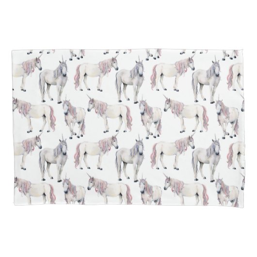 水彩画のユニコーンのおとぎ話パターン 枕カバー (正面左)