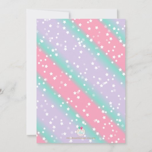 水彩画のユニコーンの最初誕生日の招待状 招待状 (裏面)