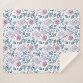 水彩画のユニコーンの水晶及びバラパターン シェルパブランケット (正面(横))