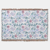 水彩画のユニコーンの水晶及びバラパターン スローブランケット (正面)