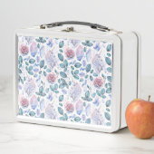 水彩画のユニコーンの水晶及びバラパターン メタルランチボックス (インサイチュ)