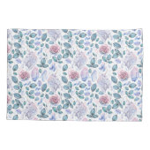 水彩画のユニコーンの水晶及びバラパターン 枕カバー (裏面-左)