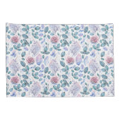 水彩画のユニコーンの水晶及びバラパターン 枕カバー (裏面-右)