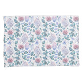 水彩画のユニコーンの水晶及びバラパターン 枕カバー (正面右)