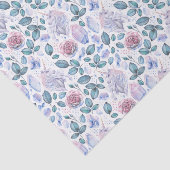 水彩画のユニコーンの水晶及びバラパターン 薄葉紙 (詳細)