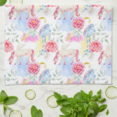水彩画のユニコーン及びペガソスパターン キッチンタオル (折り畳み)