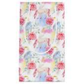 水彩画のユニコーン及びペガソスパターン スモールペーパーバッグ (正面)