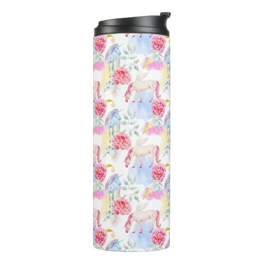 水彩画のユニコーン及びペガソスパターン タンブラー (回転左)