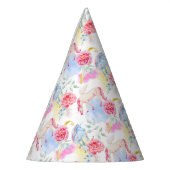 水彩画のユニコーン及びペガソスパターン パーティーハット (左)