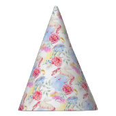 水彩画のユニコーン及びペガソスパターン パーティーハット (右)