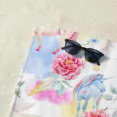 水彩画のユニコーン及びペガソスパターン ビーチタオル (インサイチュ)