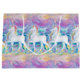 水彩画のユニコーン ラージペーパーバッグ (正面)