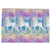 水彩画のユニコーン ラージペーパーバッグ (裏面)