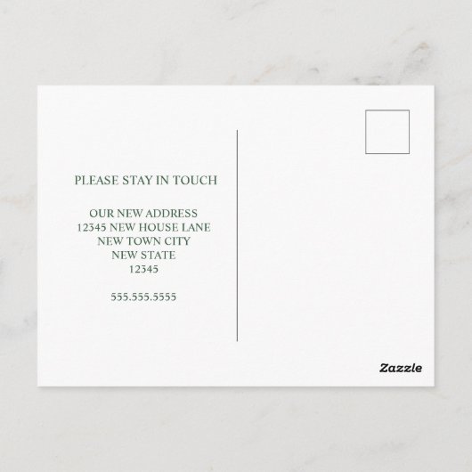 水彩画のユーカリと大理石 引っ越しのお知らせ ポストカード (裏面)