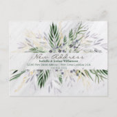 水彩画のユーカリと大理石 引っ越しのお知らせ ポストカード (正面)