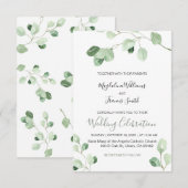 水彩画のユーカリのウェディング 招待状 (正面/裏面)