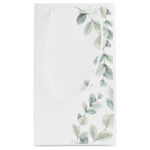 水彩画のユーカリの結婚式のギフトバッグ スモールペーパーバッグ (裏面)