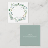 水彩画のユーカリの葉が多いリースのイヤリングの表示 スクエア名刺 (正面/裏面)