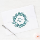 水彩画のユーカリの葉のグリーンリース ラウンドシール (封筒)