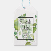 水彩画のユーカリの葉の緑の植物 ギフトタグ (正面)